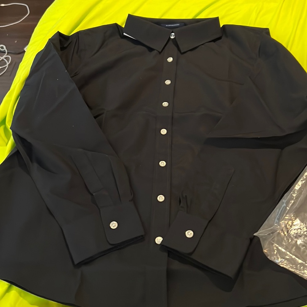 Lands End Black Work Blouse 16P